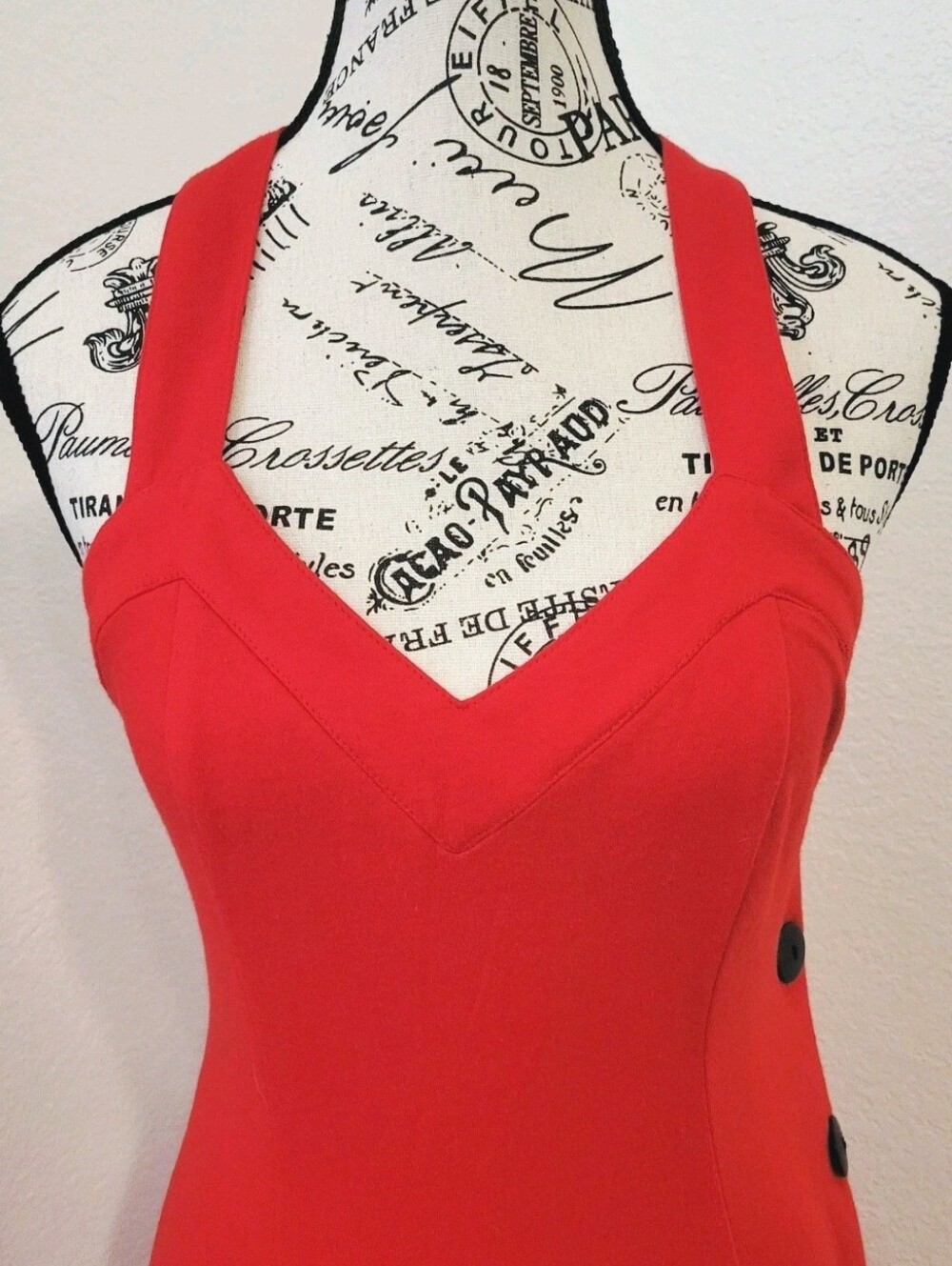 Vintage Moda International 90s Y2K Red Dress Made in USA XS/Small - Picture 3 of 10